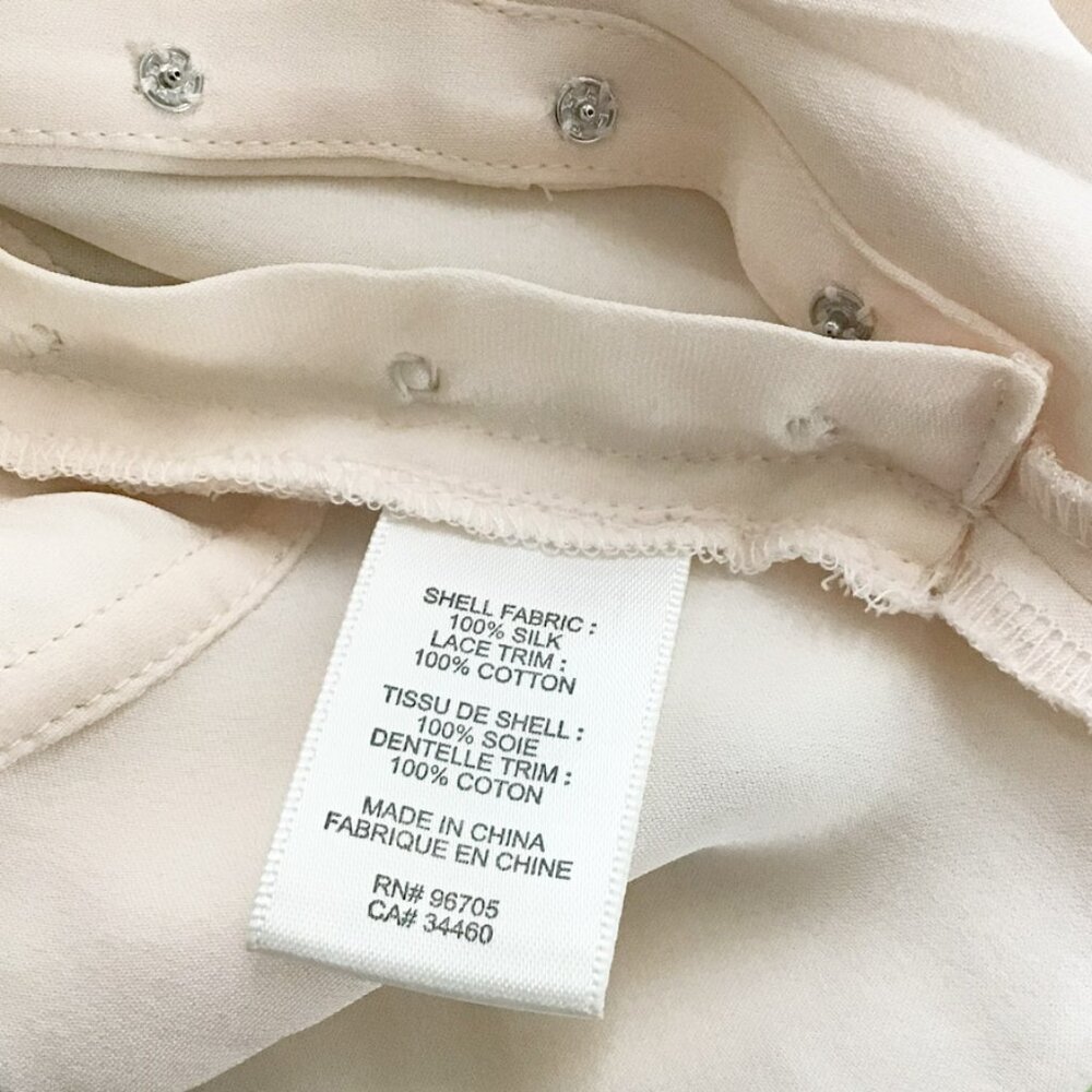 Rebecca Taylor - Pale Pink Short Sleeve Ruffled Silk Blouse w Embroidered Trim - Picture 11 of 13